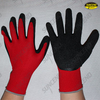Red liner sandy latex palm coated work gloves