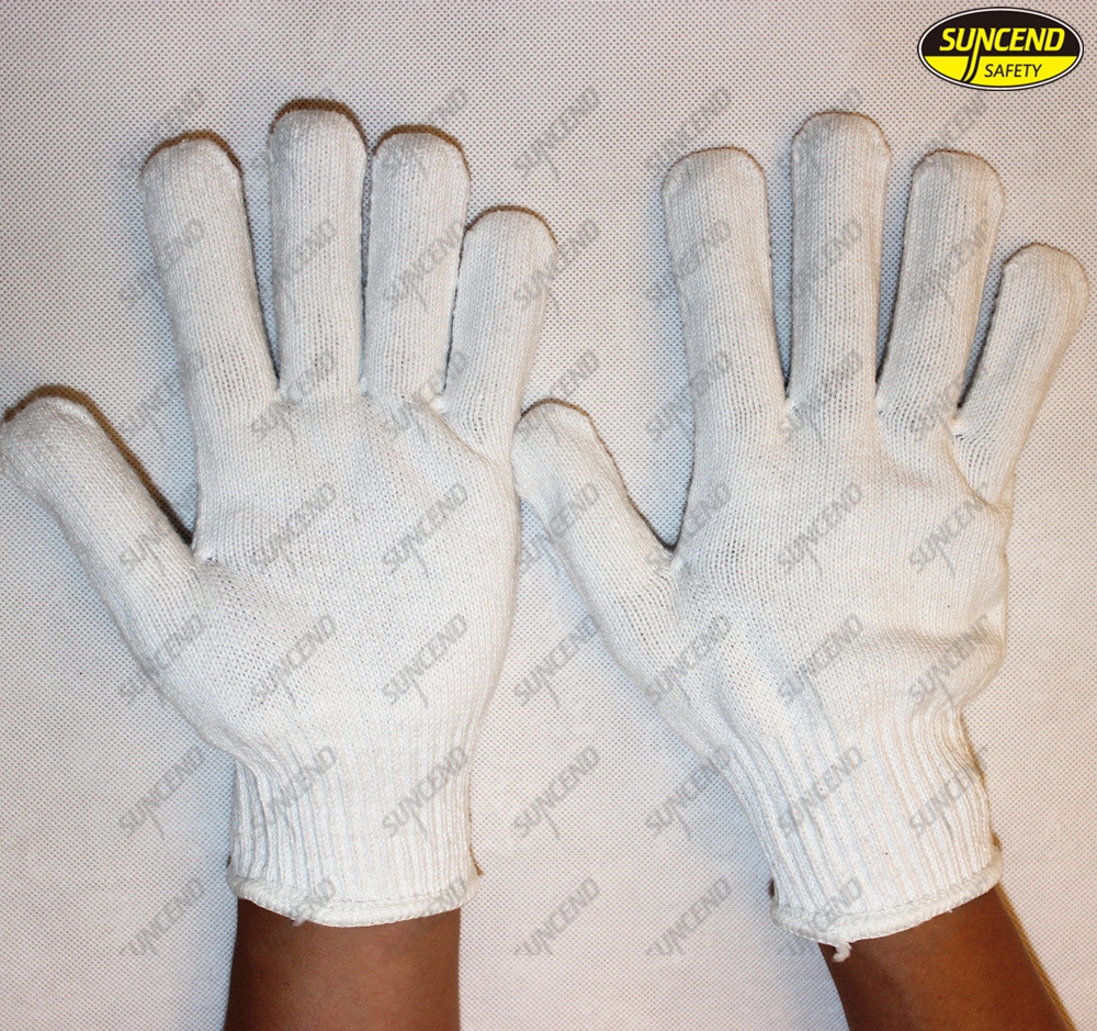 Natural white cotton knitted industrial cotton gloves