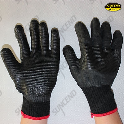 Polycotton liner rubber palm coated work gloves
