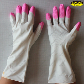 Latex long cuff household working dish washing gloves