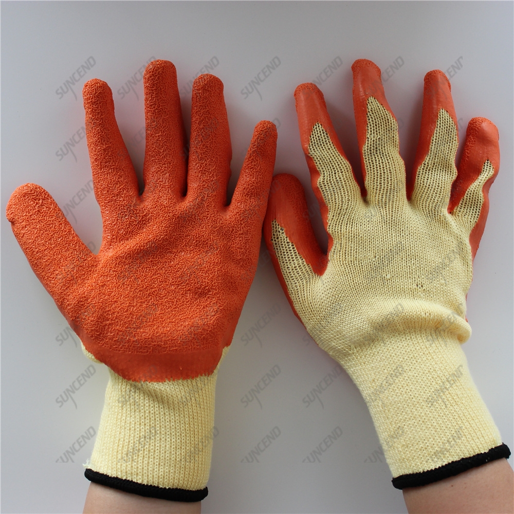  polyester crinkle palm latex construction working winter gloves
