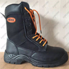  Oil Resistant Anti Static High Cut Steel Toe Black Leather Safety Boots