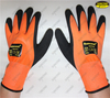 Double nitrile coated sandy finish orange polyester liner safety work gloves