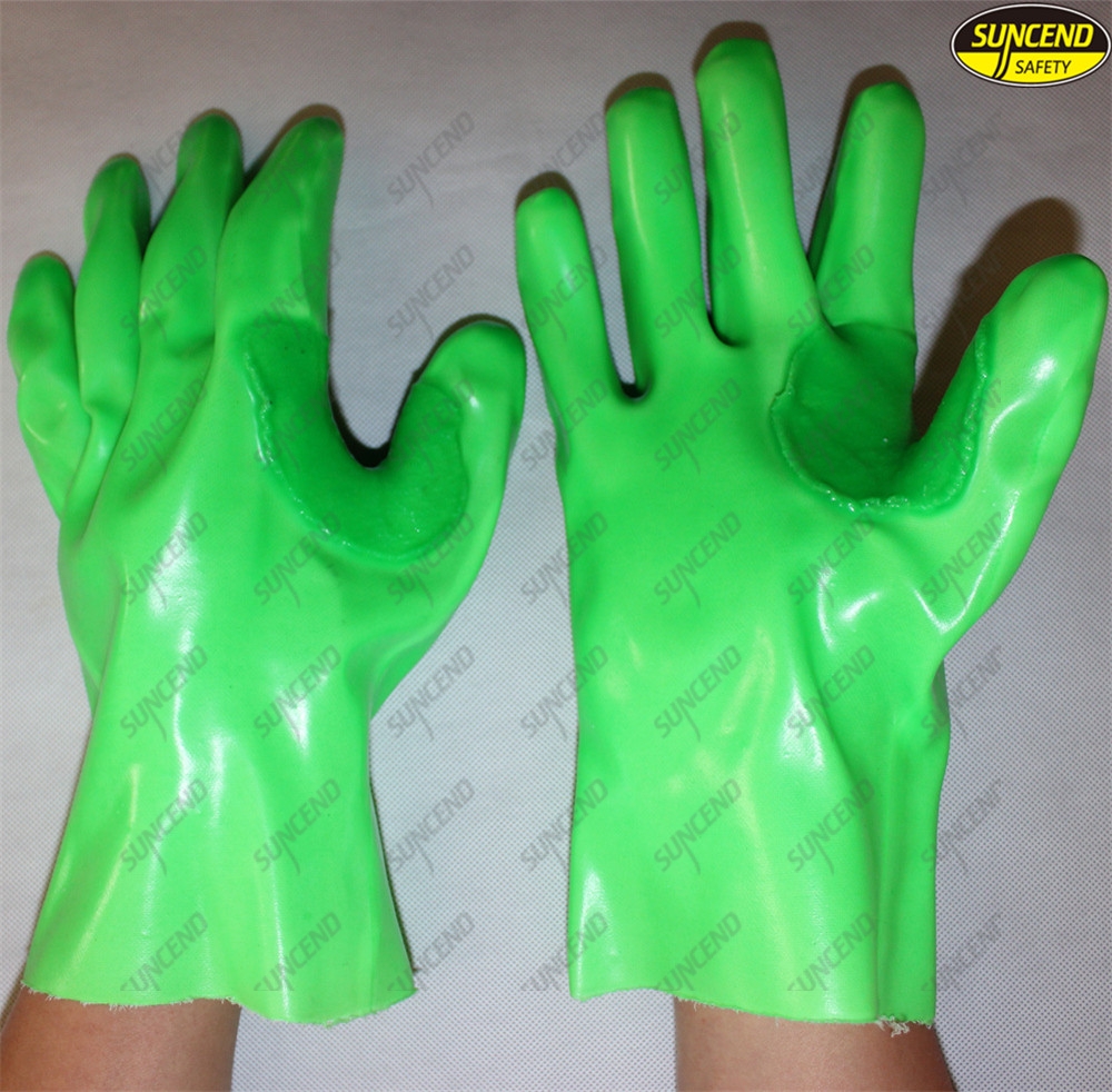 il gas PVC dipped thumb web reinforced chemical resistant long gloves