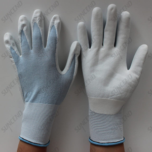 White PPU Palm Coated Nylon+spandex Liner Work Gloves