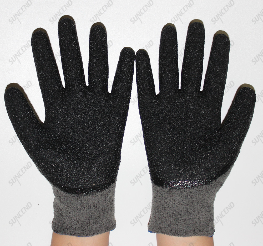 One layer winter hand protection work gloves for anti slip with 100% polyester liner