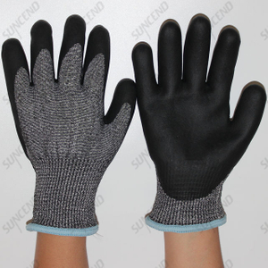 Cut Resistant HPPE And Terry Liner Nitrile Foam Safety Gloves