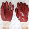 Knitted wrist jersey cotton liner full coating rough coffee PVC gloves