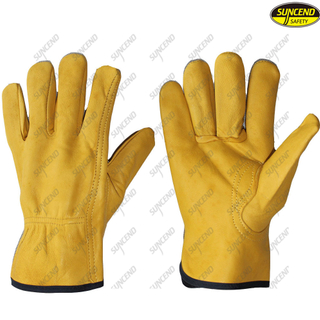 Safety equipment working sheepskin leather truck driver gloves