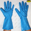 Waterproof chemical resistant flock lined nitrile gloves