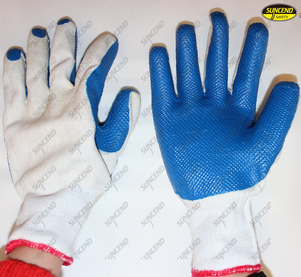 Natural grain rubber coated polycotton liner working gloves