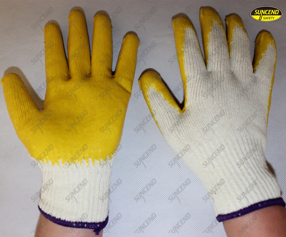 Yarn knitting latex dipped smooth finish working gloves