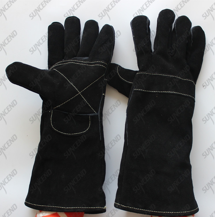 Cow split leather welder heat-resistant gloves