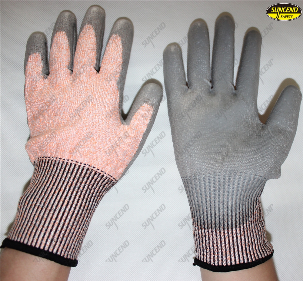 HPPE cut resistant level 5 matte smooth black nitrile coated safety gloves