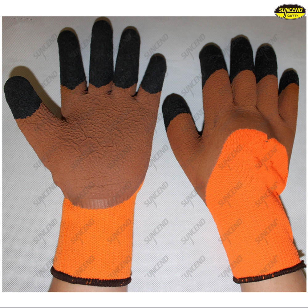 Finger reinforced latex foam coated labour gloves