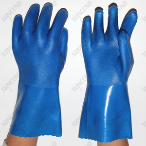 Customize Double PVC Dipped Acid Gloves Anti Oil Extra Long