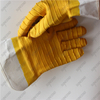 Jersey cotton safety cuff anti slip yellow big crinkle latex gristle gloves
