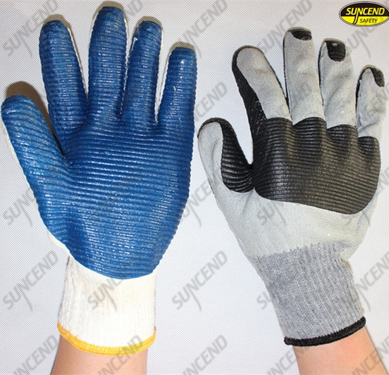 Mechanical palm rubber coated polycotton glove
