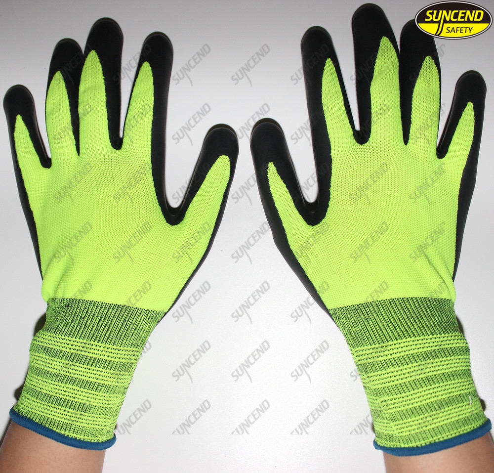 Textured latex coated industrial hand work gloves