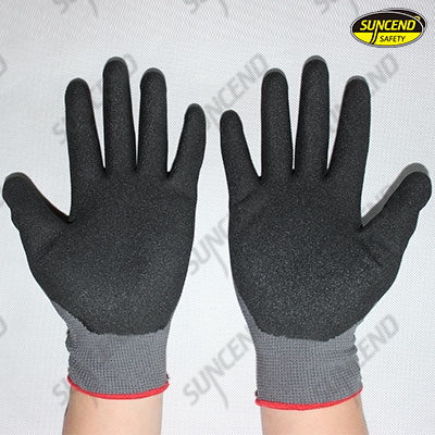 13g nylon liner sandy nitrile coated work gloves 