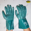 Green latex fully dipped long cuff anti-slip work gloves