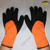 Orange and black latex 3/4 coated work gloves