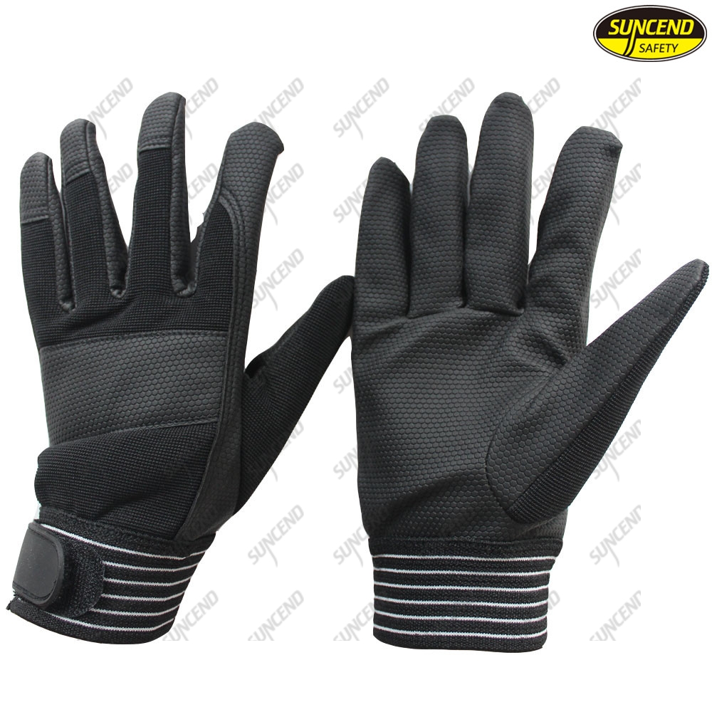 Abrasion resistant mining working synthetic leather palm mechanics tool gloves