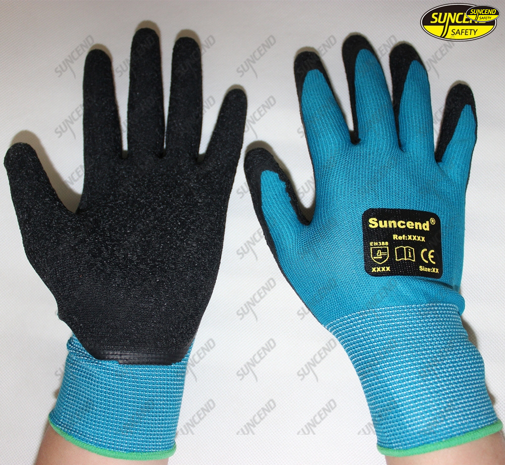 Labor protective black nitrile palm sandy coated working gloves