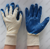 Double seam towelling smooth blue latex dipped work gloves
