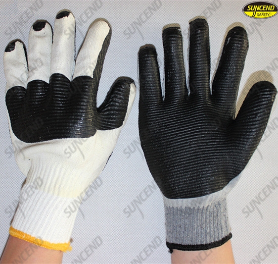 Protection working rubber palm coated hand gloves