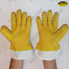 Yellow latex coated safety cuff gloves