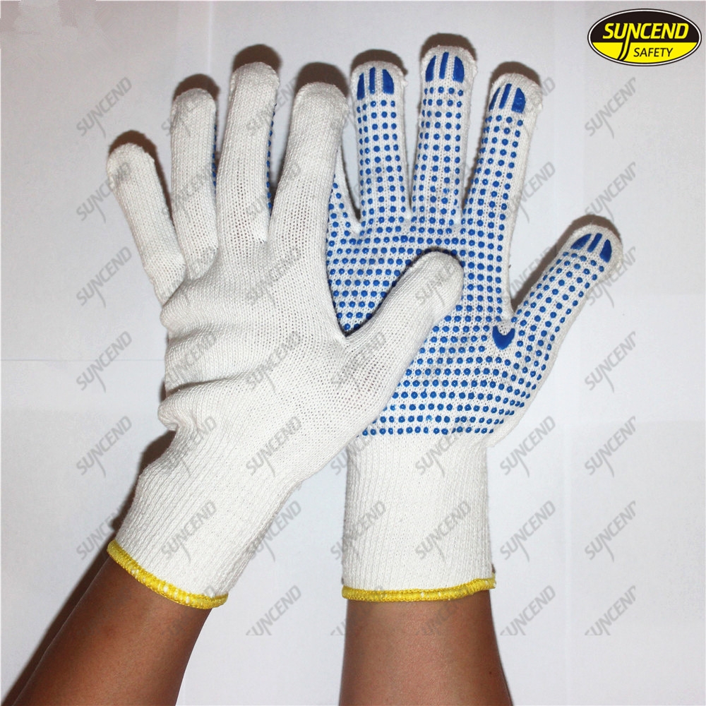 Work safety black color dark blue pvc dot glove