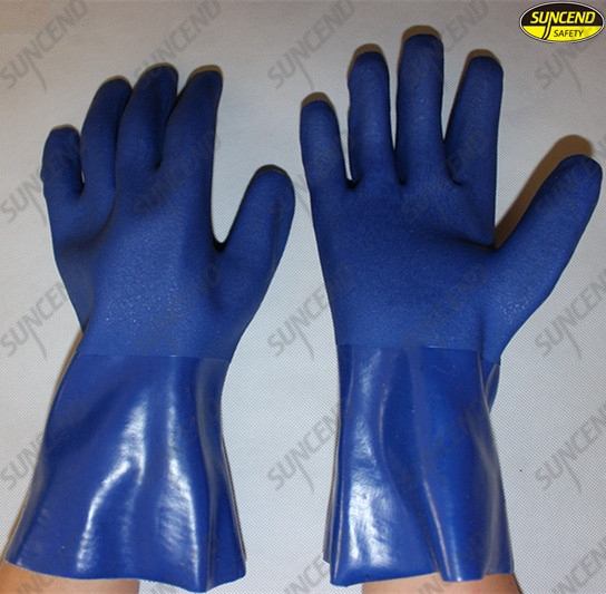 PVC double dip sandy finish oilproof safety glove