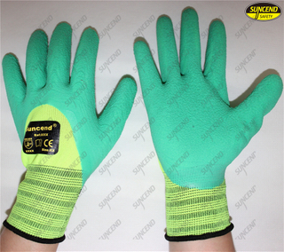Industry worker latex coated foam finish safety gloves