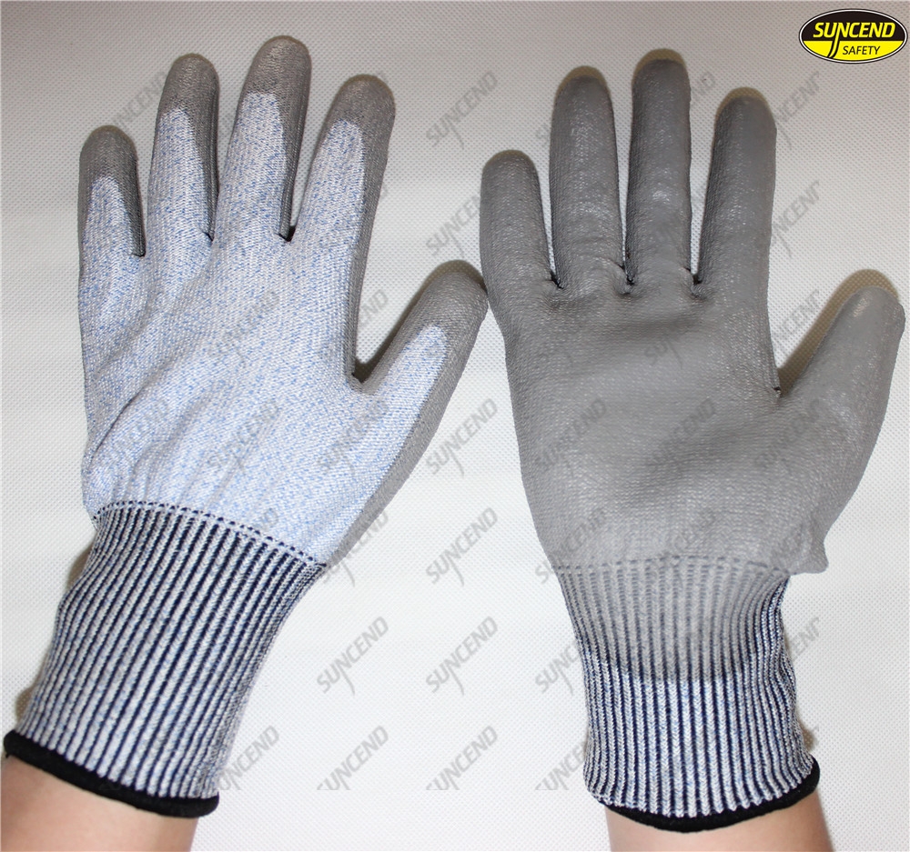 Anti cut hand protection PU coated working out gloves