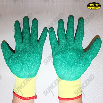 10G polycotton liner crinkle latex palm work gloves