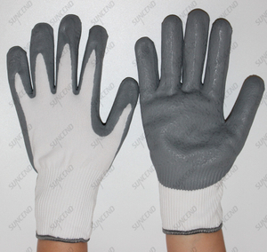 Gray Nitrile Palm Coated Football Textured Foam Finish Extra Grip Gloves