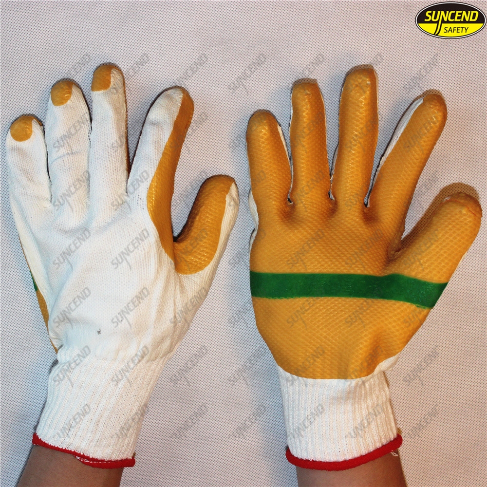 Multi function soft rubber coated 7g polycotton liner safety gloves