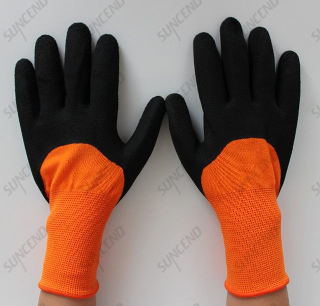 3/4 Palm And Back Coated Sandy Finish Work Glove with Black Nitrile Dipped