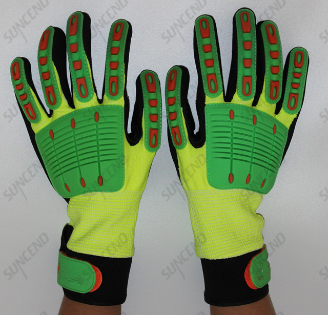 Sandy Nitrile Palm Coated with TPR Back Anti Impact Work Glove