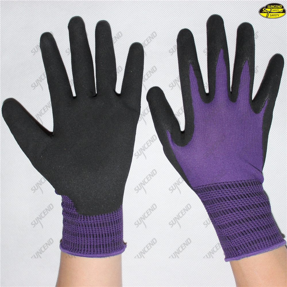 Wholesale sandy nitrile palm dipped industrial working gloves