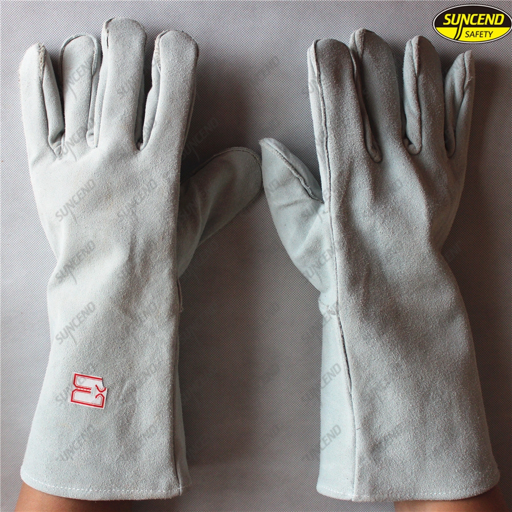 Manufacturer cow split leather long welding safety glove