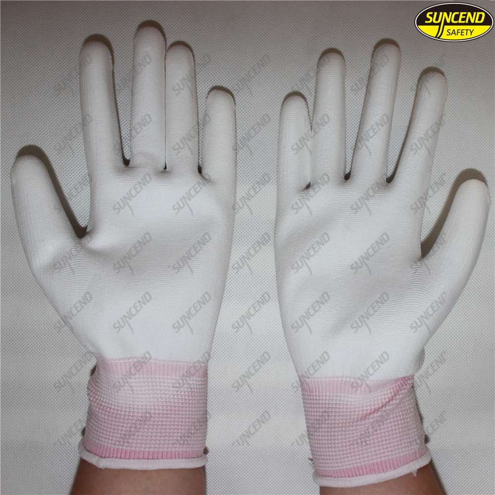 Polyester PU coated working protective glove