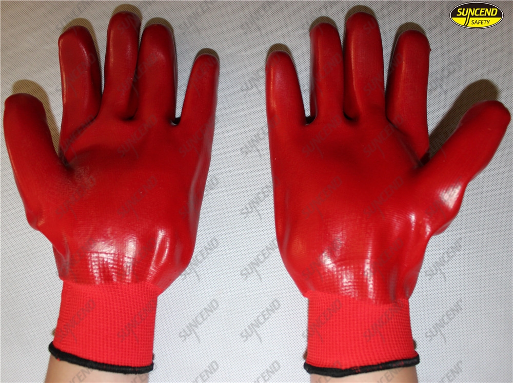 Warm pvc coated gloves construction work safety gloves