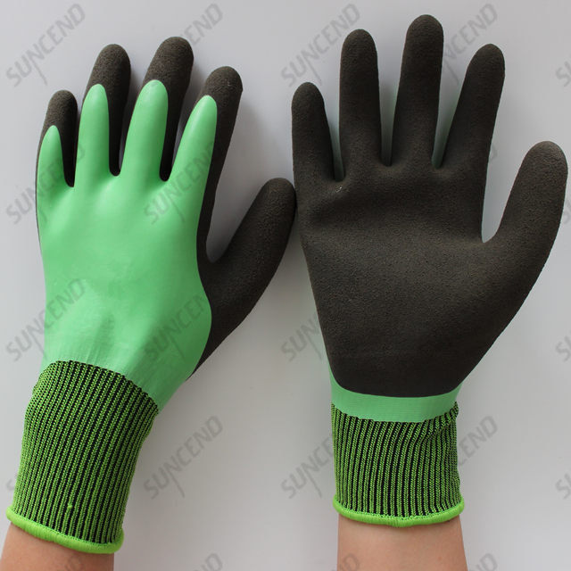 Nitrile Double Dipped Polyester/nylon Liner Sandy Finish Safety Gloves 