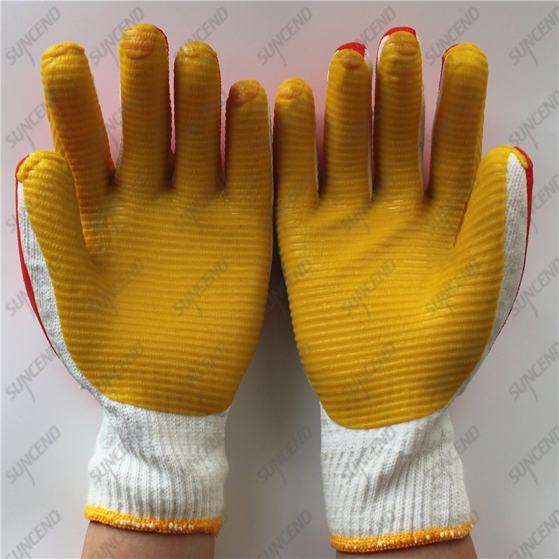 Double sides laminated rubber welding cotton gloves with rubber palm