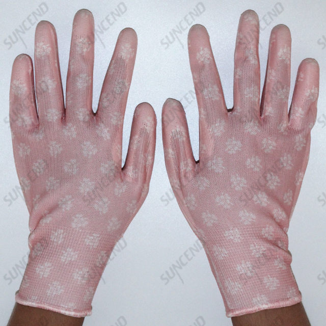 Nylon/polyester Material And White Color PU Fit Antistatic Gloves
