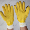 13 gauge polyester full coated yellow corrugated gripper latex gloves