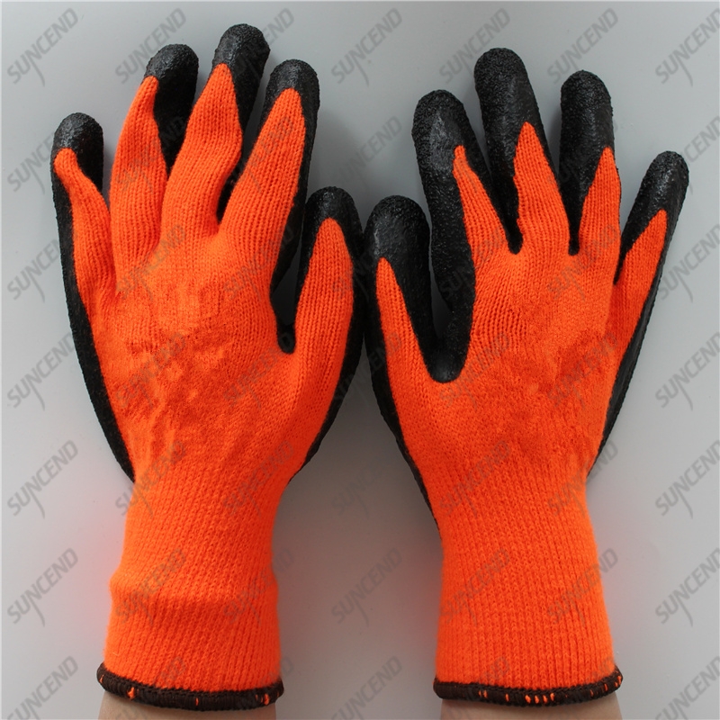 10 Gauge Polycotton Grey Crinkle Latex Coated Safety Gloves