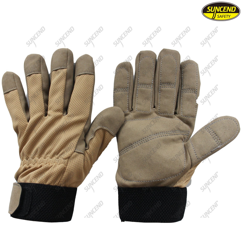 reinforced palm synthetic leather industrial working safety mechnic gloves
